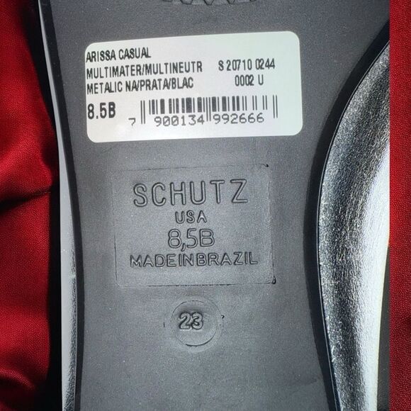 New In Box SCHUTZ ARISSA METALLIC LEATHER FLAT With Dust Bag Size 8.5 - Picture 4 of 6